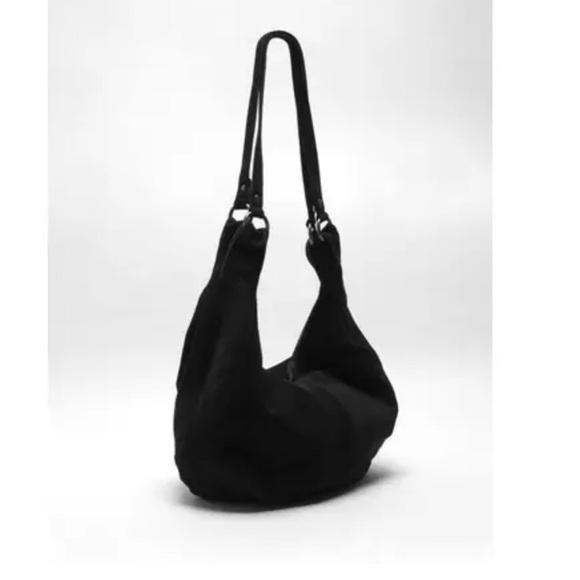 Free People Handbags - NWT Free People Roma Suede Black Tote Crossbody Shoulder Bag